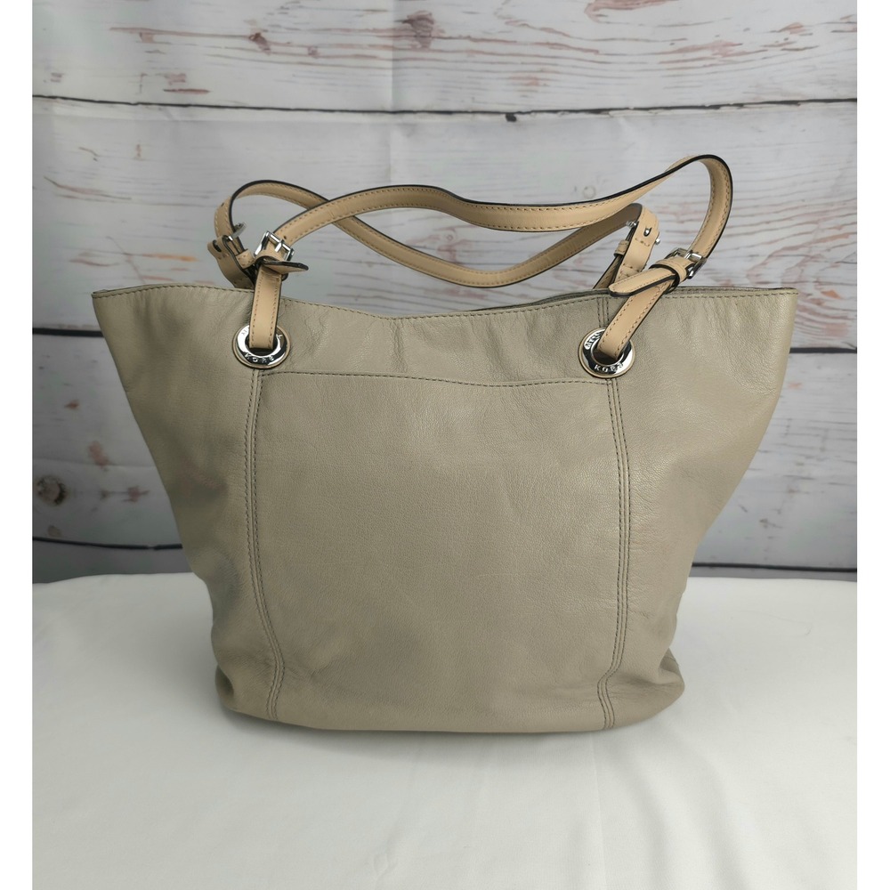 Michael Kors Bedford Gray Pebbled Leather Tote Shoulder Bag Silver Hardware - Picture 1 of 14